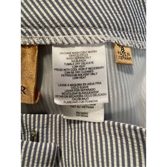 Seersucker Pants by Kasper Lined Set-In Waist Sz. 8 Blue/White Preppy Classic - Picture 8 of 10